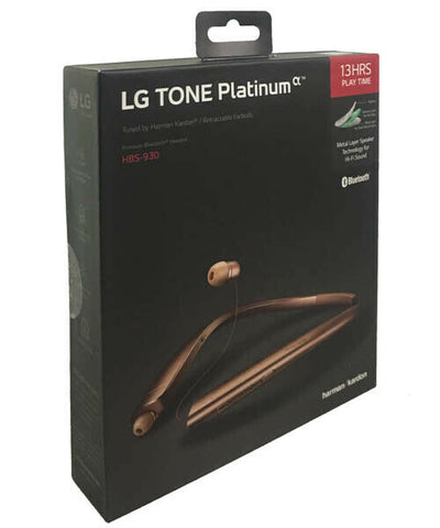 LG Tone Platinum HBS-930 Bluetooth Stereo Headset - Gold - Retail Packaging